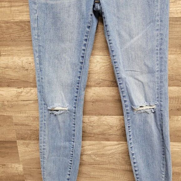 Madewell Distressed‎ High Riser Skinny Cut Edge Jeans Blue Womens Size 25 Denim - Picture 9 of 16